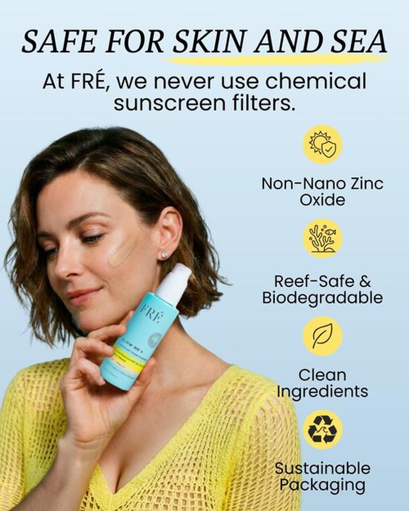 GLOW ME by FRE Skincare Tinted Mineral Sunscreen - SPF 30 Hydrating Face Moisturizer (Medium-Deep) | Lightweight & Reef-Safe for Glowing Skin