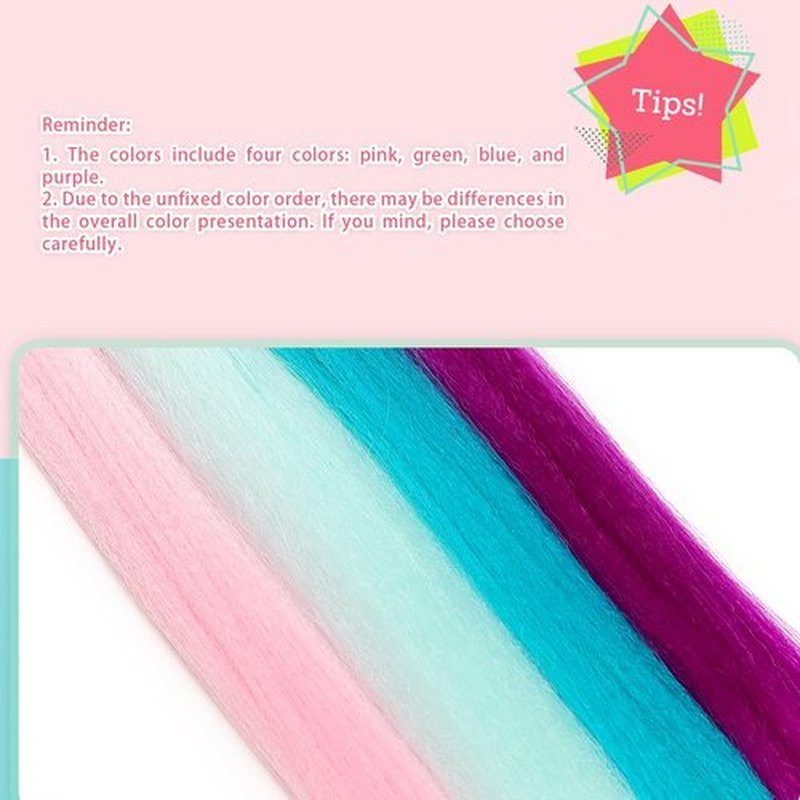 Rainbow Pre Stretched Braiding Hair Extensions Multi Color Braiding Hair 24inch 3Pcs Synthetic Colored Hair Extensions #Pink-deep purple-blue-green
