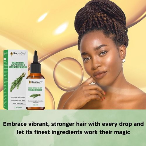 RootsGro Natural Hair Oil Blend - Rosemary, Peppermint, Lavender & 27 More Oils. Strengthens and Nourishes Hair | 4 ounce