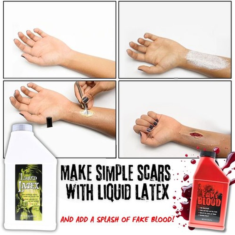 Liquid Latex for Special Effects (2 Pack Set) 16 Oz EACH! Skin-Safe, Dries Clear, Easy Application, for Halloween, Cosplay, Zombie SFX and Movie Makeup