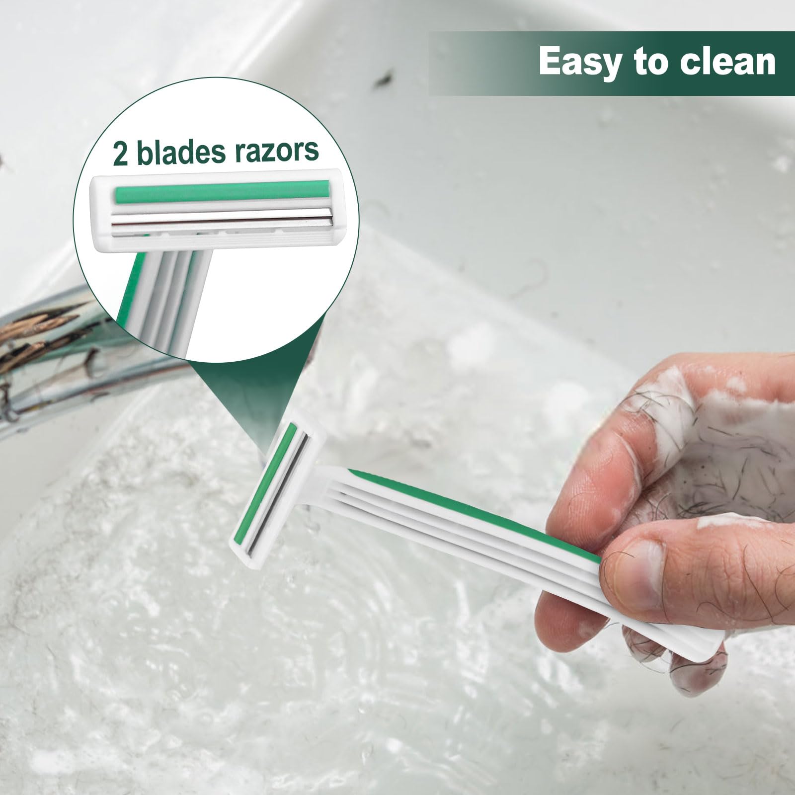 200 Disposable Razors in Bulk,Green Razors Individually Wrapped Bulk