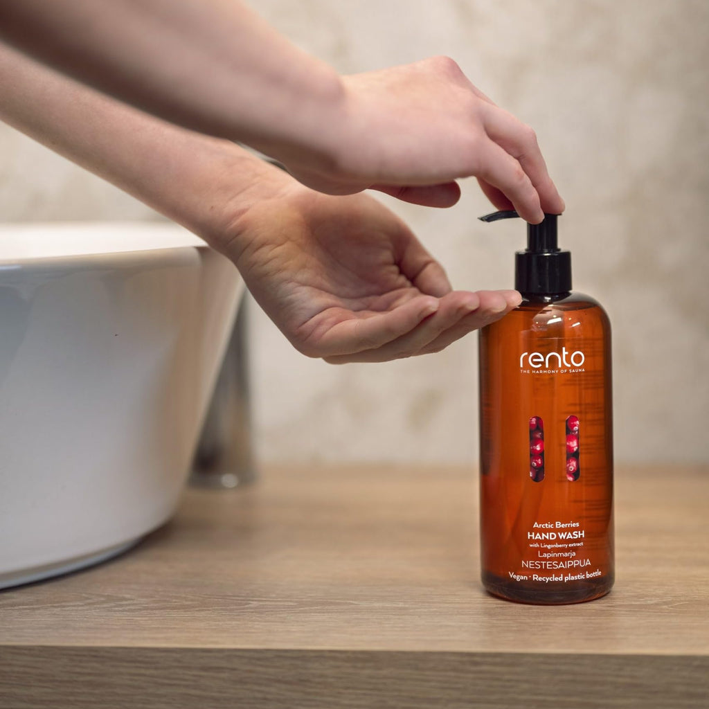 RENTO Hand Wash 13.5 Fl. Oz. (400ml) Gentle & Refreshing Hand Soap for Frequent Hand Washing with Aloe Vera, Vegan, 5 Types: Arctic Berries, Arctic Pine, Birch, Blueberry, Water Lily (Blueberry)