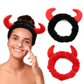 Skiennix Women’s Facial Spa Headband - Devil Horn Coral Fleece for Makeup & Skincare | 2 Pack