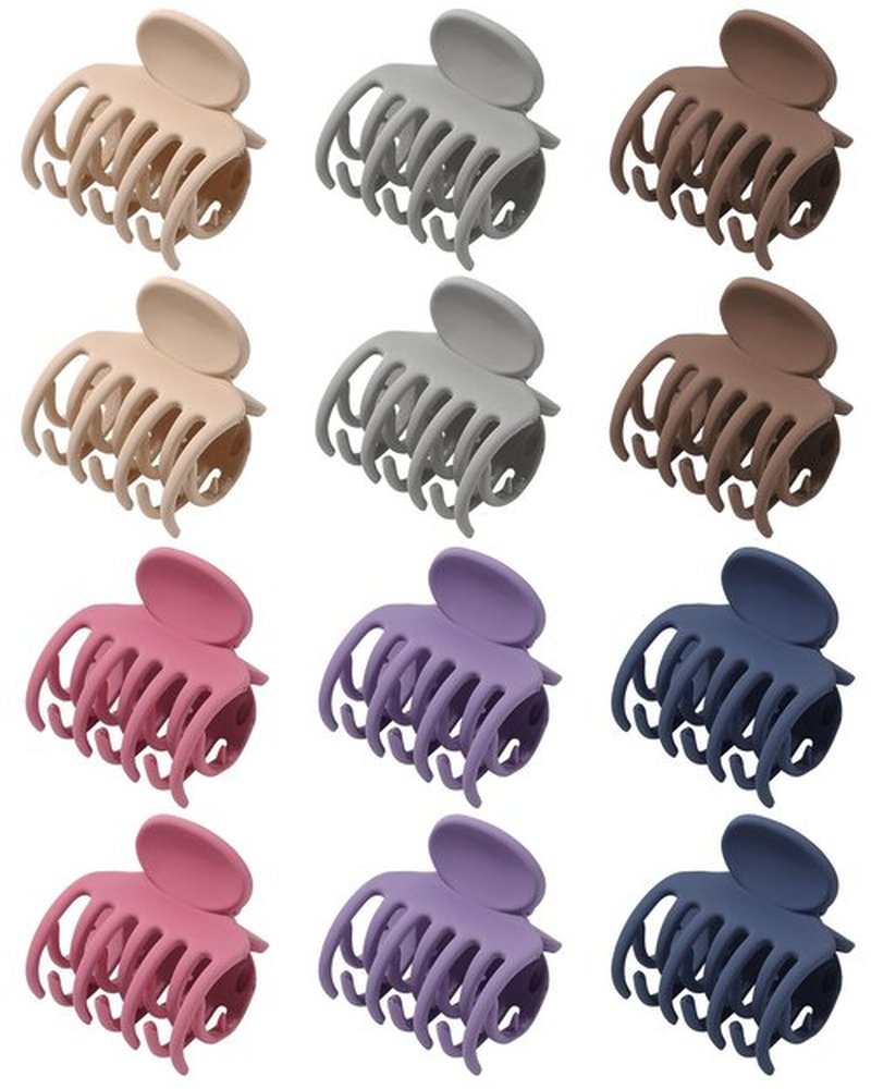 Small Claw Clips for Women 1.6 '' Double Row Teeth Small Hair Clips 12 Pcs Matte Cute Jaw Clips for Hair Claws
