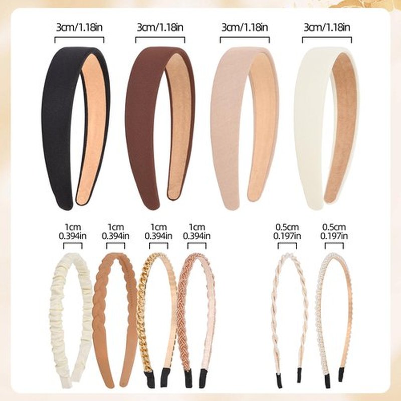 LYroo Fashion Wide Headbands Cute Thin Metal Head Bands No Slip Pearl Headband Multi-style Hair Accessories for Women Girls,10 Pack