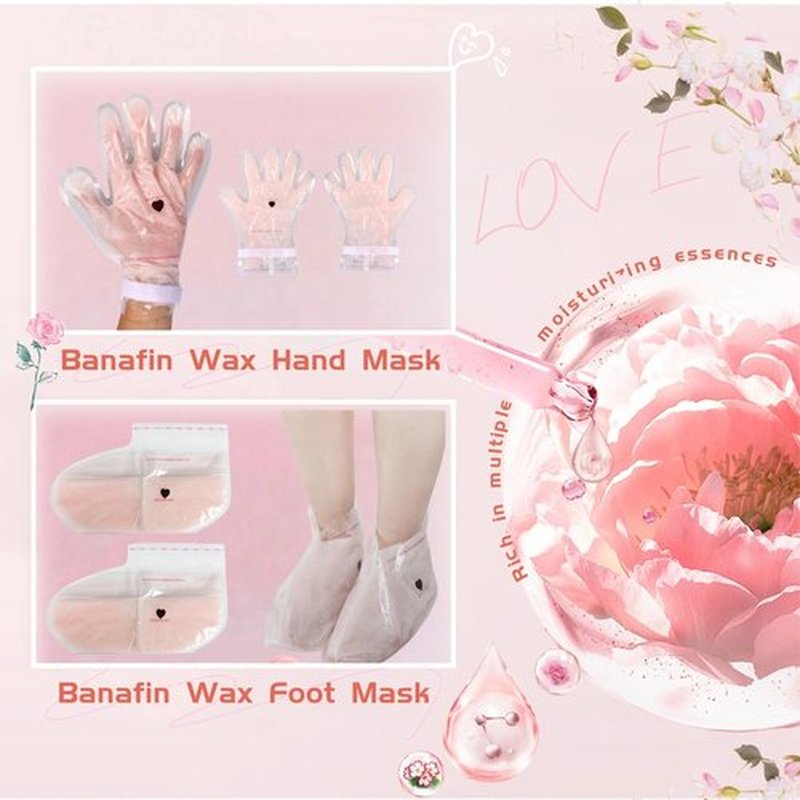 4 Pairs Paraffin Wax Gloves & Socks Set - Rose Scented at-Home Spa Intensive Moisturizing Therapy, Autumn Winter Night Care for Dry Cracked Rough Skin, Hand Foot Deep Hydration Softening Treatment