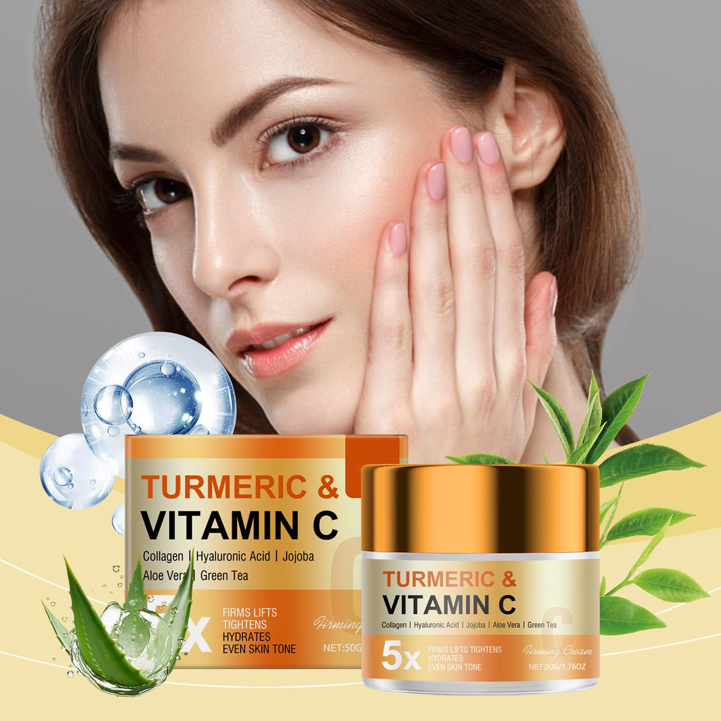 LISAELIXIR Vitamin C Firming Cream – Anti-Aging Moisturizer for Face & Body, Lightweight Hydrating Brightening Cream for All Skin Types, Daily Use, Non-Greasy