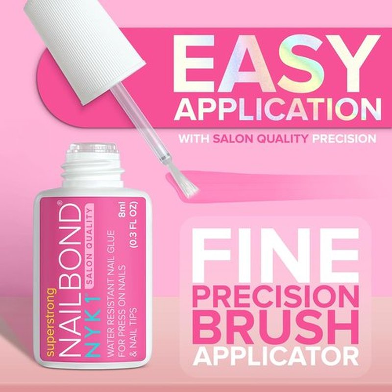 NYK1 NailBond - Super Strong Nail Glue for Press On Nails & Acrylics | Long Lasting, Mess-Free 8ml