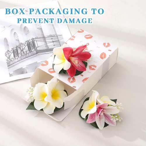 HAIMEIKANG 3 Pieces Hawaiian Flower Hair Clips - Artificial Tropical Flower Hair Pins Large Hair Flowers For Women Hawaiian Hair Accessories Wedding Hair Piece