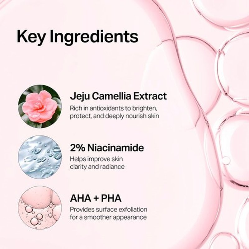 Meebak Camellia Clear Daily Exfoliating Serum – 2% Niacinamide + AHA & PHA, Gentle Chemical Exfoliant Face Serum for Skin Texture & Tone, Hydrating Pore Minimizer for Face, Korean Skincare