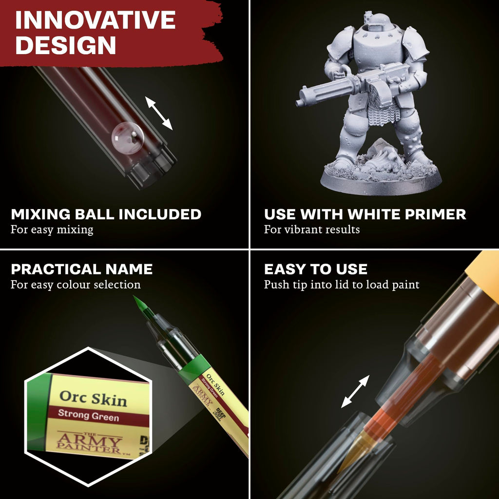 The Army Painter Speedpaint Marker Starter Set, 10 x 6 mL Markers, 9 Contrast Paint Markers & 1 Metallic Acrylic Paint Marker