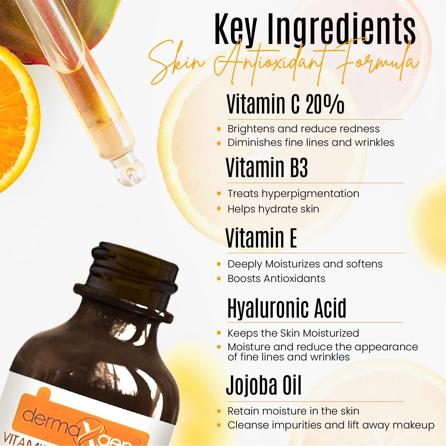 DERMAXGEN Organic 20% Vitamin C Serum for Face (01 Fl oz)