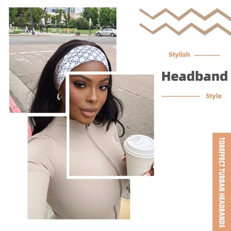 Tobeffect 8 Pcs Turban Headbands for Women, Boho Stretchy Hairbands Fashion Women's Headband Non-slip Big Large African Sport Workout Head Bands for Lady