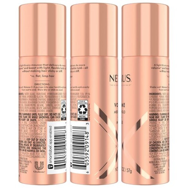 Nexxus Travel Styling Bundle – Comb Thru Flexible Hairspray (1.5 Oz) 2-Pack + Volume Medium Mousse (2 Oz) 2-Pack, Anti-Humidity, Frizz Control, Rose Fragrance