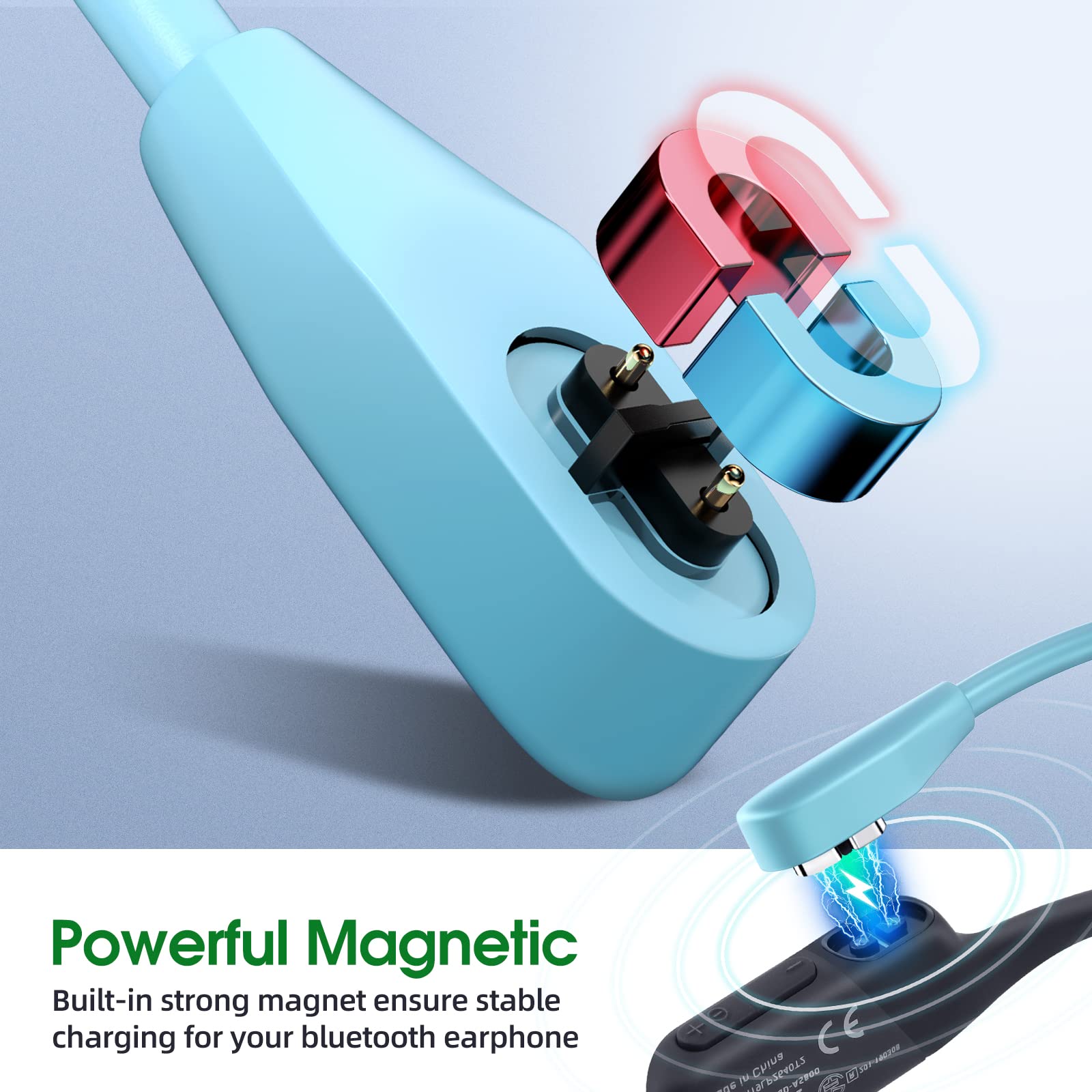 3.3Ft/6Ft Magnetic Charging Cable for Aftershokz Headphones [2-Pack Blue] Aeropex AS800 & Shokz OpenRun & Pro & Mini & OpenComm Replacement Charge Cable Bone Conduction Magnet USB Charger Cord