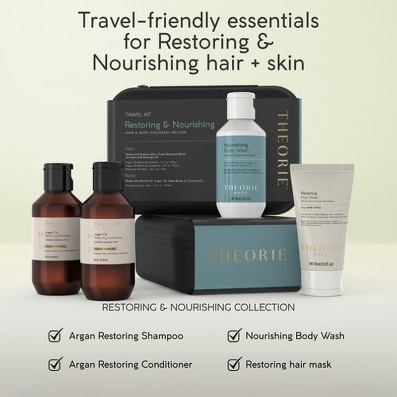 Theorie Restoring & Nourishing Travel Kit – Hydration & Repair for Hair & Skin