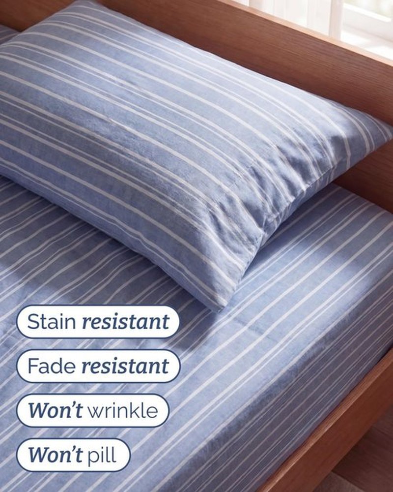 Skiennix Twin Size Sheet Set - Comfy Cooling Bed Sheets - Luxury Hotel Quality - Deep Pockets, Soft, Wrinkle-Free - Blue Stripes