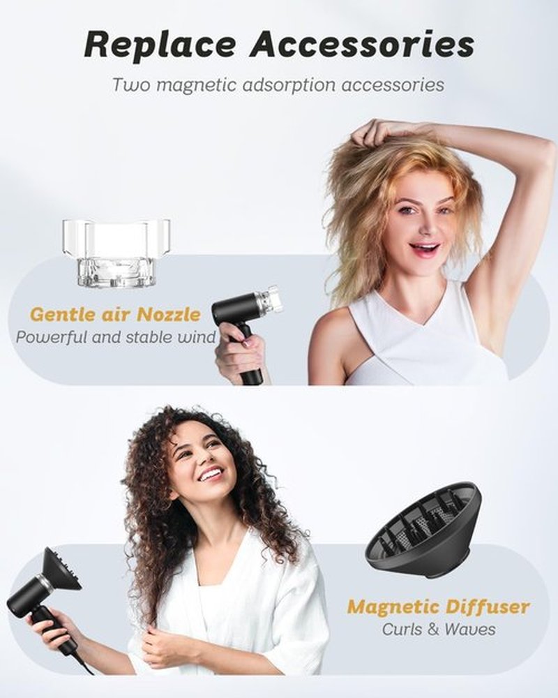 Skiennix Dual Voltage Travel Hair Dryer - Mini High-Speed Ionic Blow Dryer | Lightweight & Compact, Black