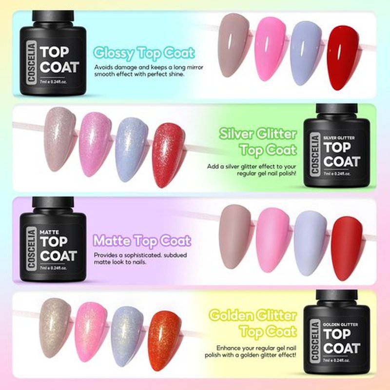 COSCELIA 60 PCS Gel Nail Polish Set, 55 Colors Gel Nail Polish with 5pcs Top Base Coat All Seasons Nail Polish Kit Winter Spring Full Colors Manicure Nail Art Valentines Day Gifts for Women Girls