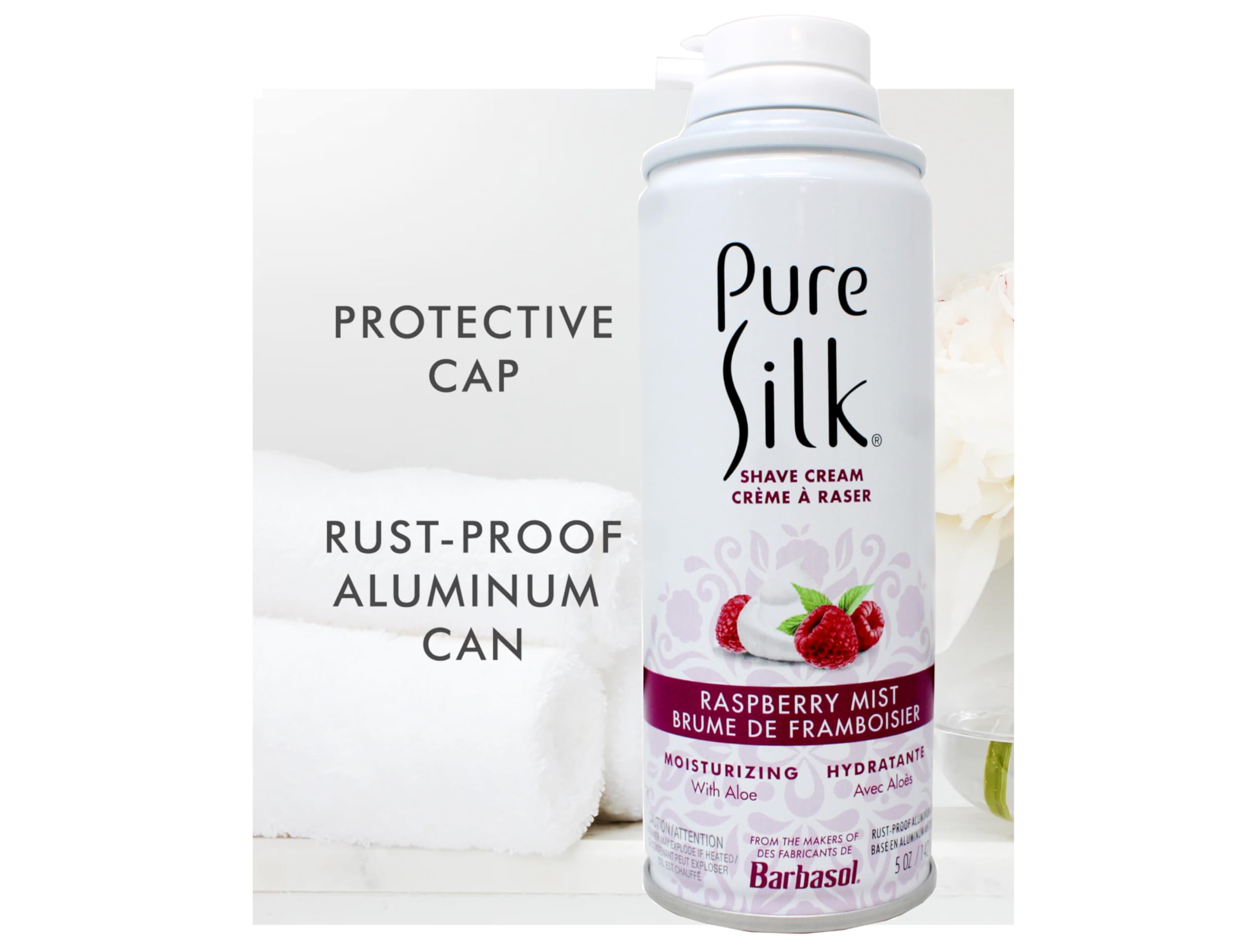 Pure Silk Shave Cream with Aloe, Raspberry Mist, 5 OZ - 3 Pack