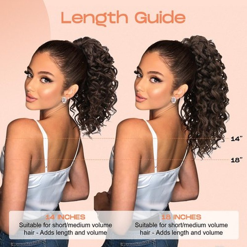 SEIKEA Ponytail Extension, 18" Claw Clip Ponytail Extension Wavy Curly Jaw Clip in Ponytail Hair Extensions Fluffy Natural Soft Fake Pony Tails Synthetic Hairpiece Dark Blonde to Light Blonde