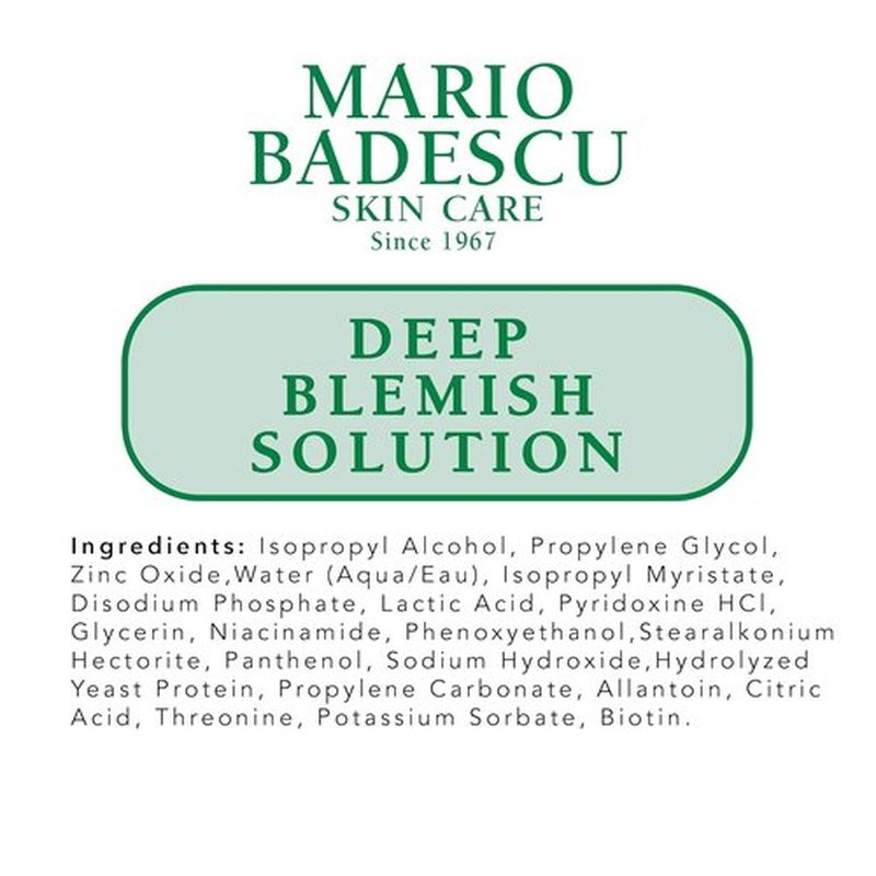 Mario Badescu Deep Blemish Solution - Potent Spot Treatment Serum with Zinc Oxide & Niacinamide for Large Blemishes