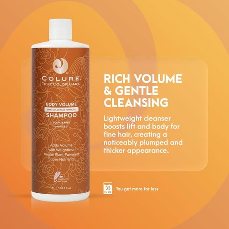 COLURE Body Volume Shampoo - Volumizing Sulfate-Free Cleanser for Fine, Thinning Hair | 33 Fl Oz