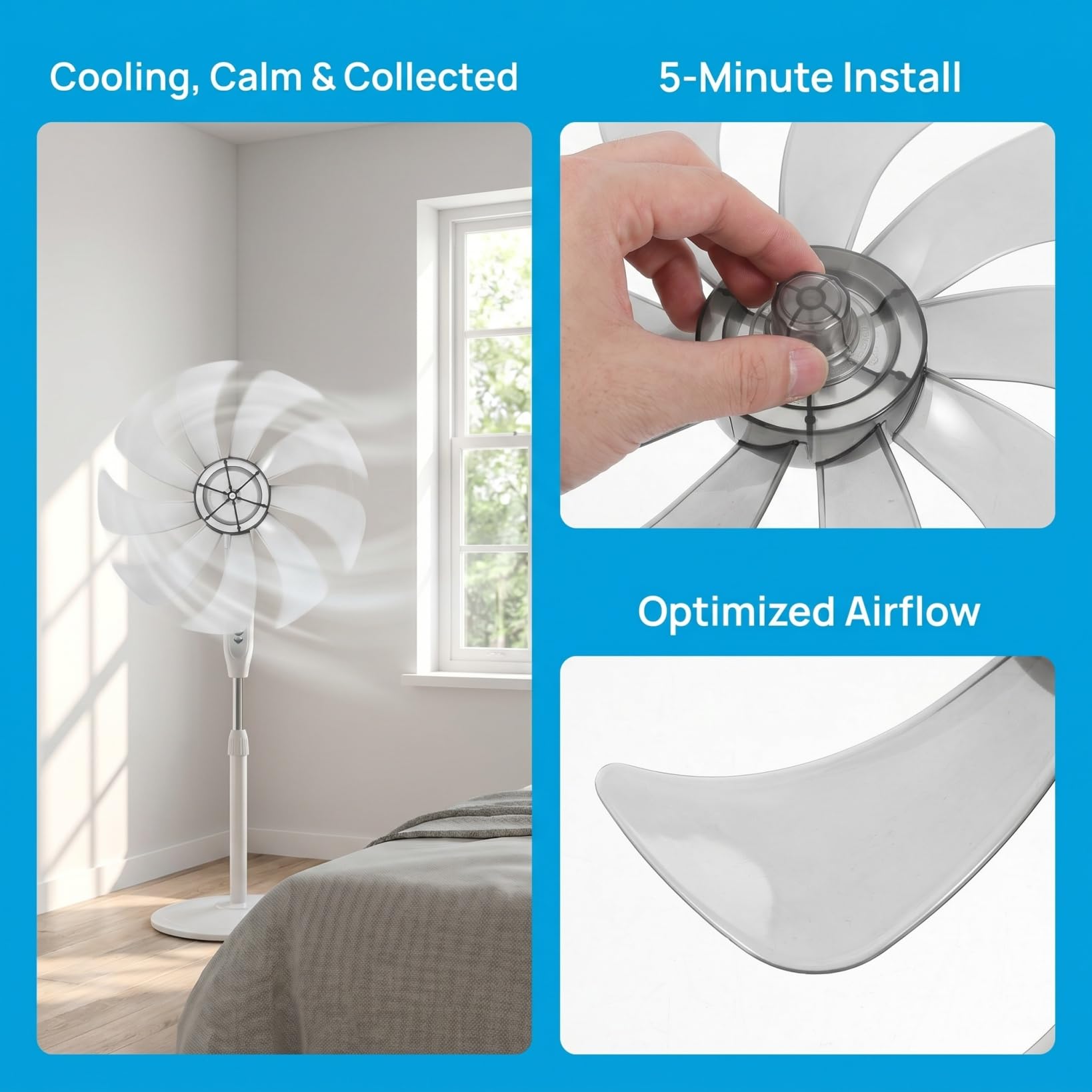 Housoutil Floor Fan Fan Parts Mini Blades Parts Ceiling Blades Only s Replacement 14 Inch Replacement Stainless Ceiling Arms Electric Pp Metal Pencil