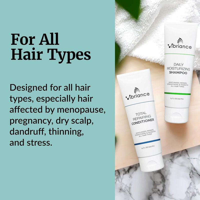 Vibriance Shampoo & Conditioner Set - Biotin-Infused Strengthening Wash for Dry, Damaged Hair - Deeply Hydrating & Moisturizing