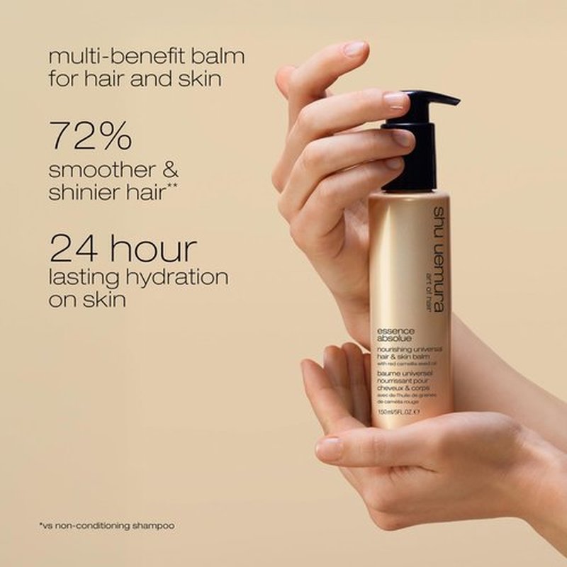 shu uemura art of hair Essence Absolue Nourishing Universal Balm - Multi-Benefit Balm, Intense Hydration and Shine, For Dry Hair and Skin, 5 Fl Oz