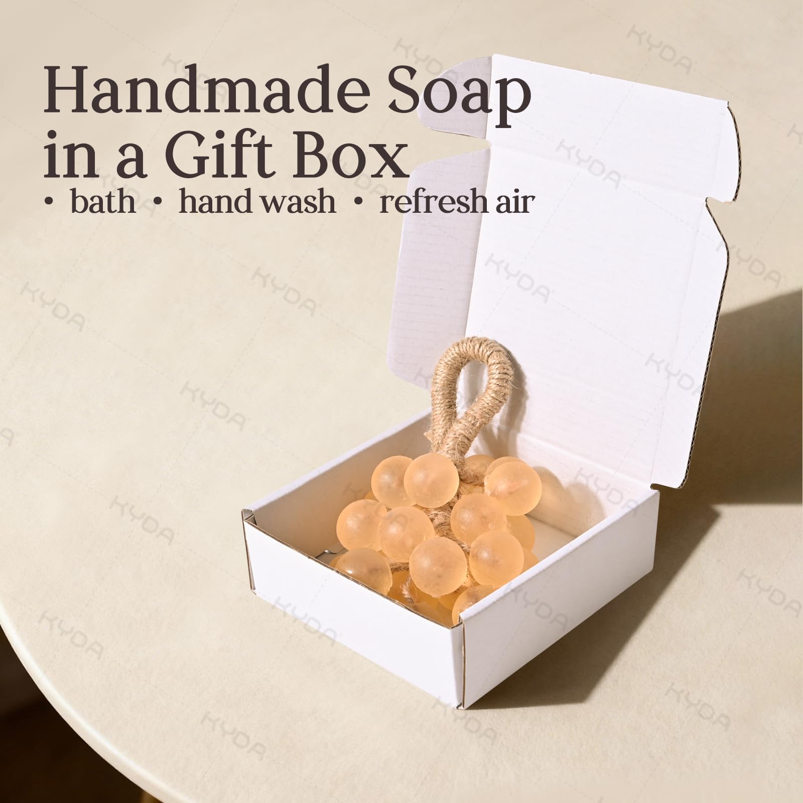 KYDA Purple Grape Soap on a Rope, Cold Process Bath Soap, Handmade Grapes Cluster Shaped Soaps, Decorative & Aromatic Artisan Bar for Hand Wash, Bath, Refresh Air, Handmade Soap