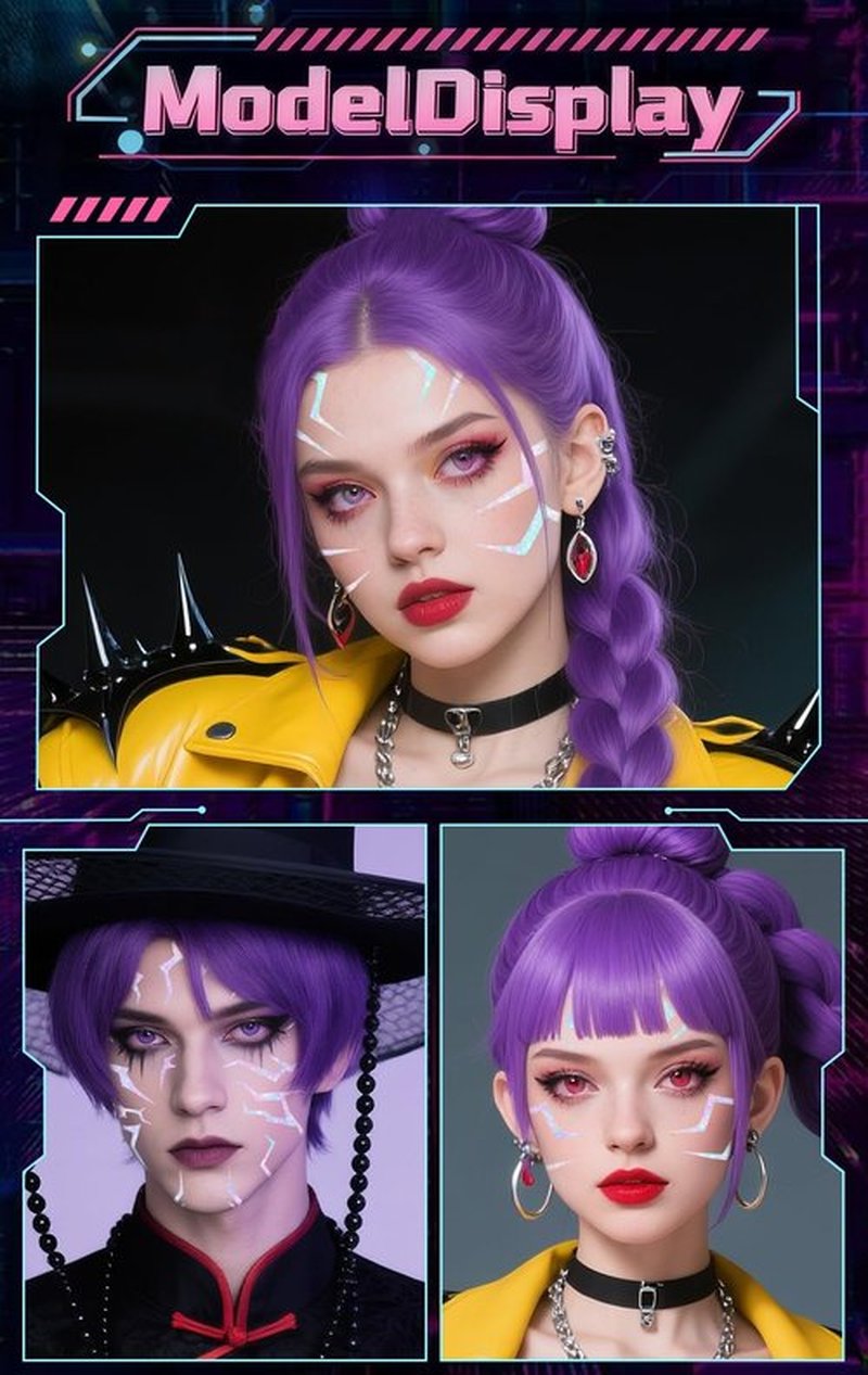 Rumi Tattoos – 4 Holographic Designs, Inspired Anime Temporary Face Tattoos, Waterproof & Skin-Safe for Cosplay, Parties & Festivals (2 Packs)