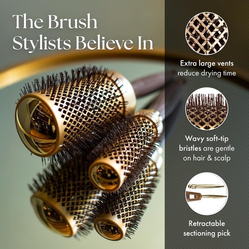 Olivia Garden NanoThermic Round Thermal Hair Brush - Professional Ceramic & Ion Design for Thick Hair