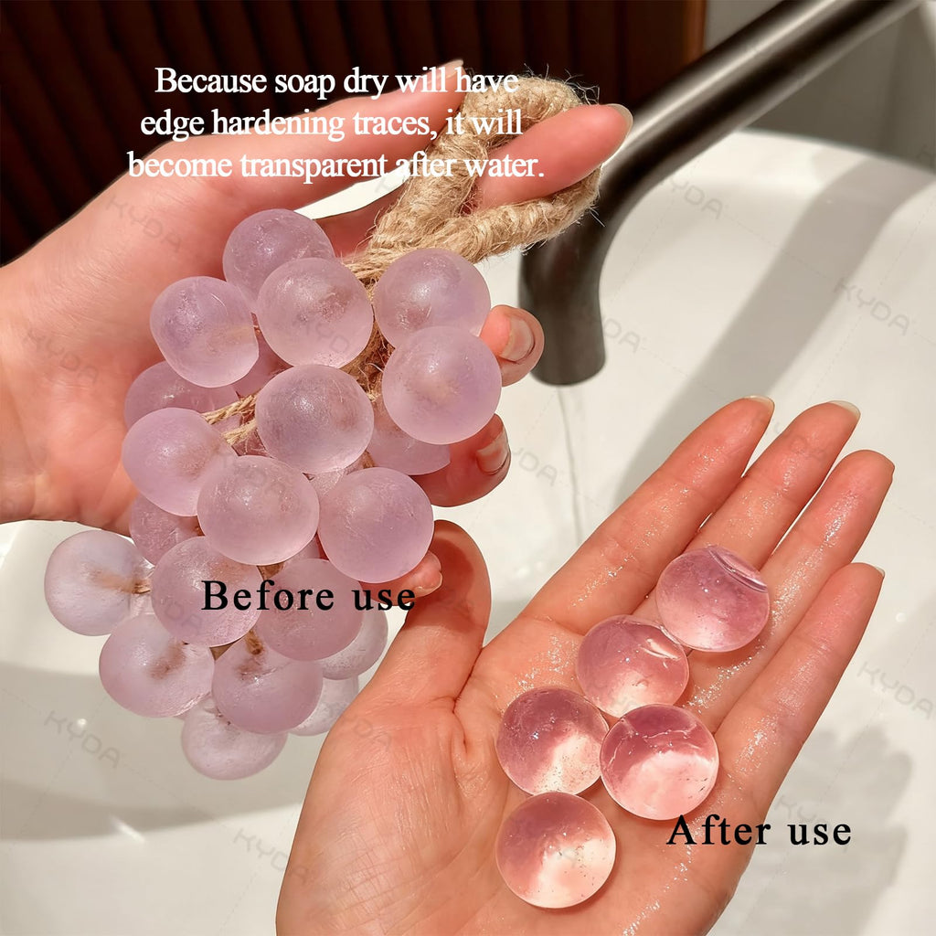 KYDA Purple Grape Soap on a Rope, Cold Process Bath Soap, Handmade Grapes Cluster Shaped Soaps, Decorative & Aromatic Artisan Bar for Hand Wash, Bath, Refresh Air, Handmade Soap