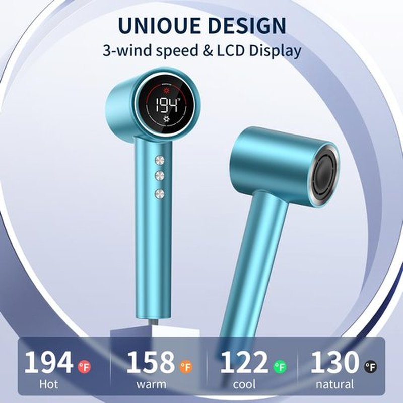 Hair Dryer, 150000 RPM Professional High-Speed Blow Dryer 500 Millions Negative Ionic Care Hair Dryer for Fast Drying, Low Noise 4 Temp/3 Speeds Hairdryer, Travel with Magnetic Diffuser & Nozzle
