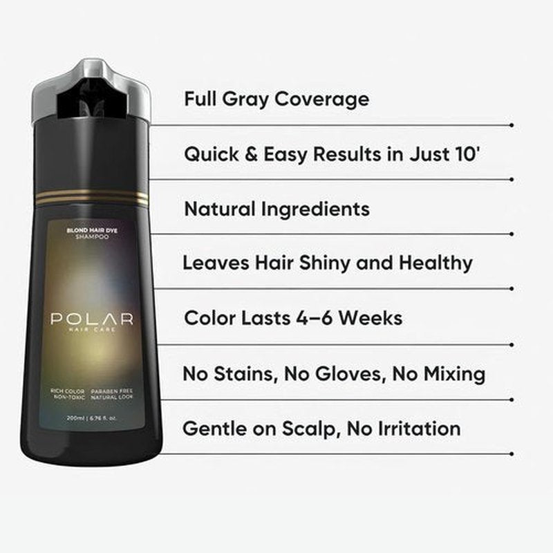 Polar Haircare - Blonde Coloring Shampoo for Gray Hair | Vegan, Ammonia-Free, Semi-Permanent Formula