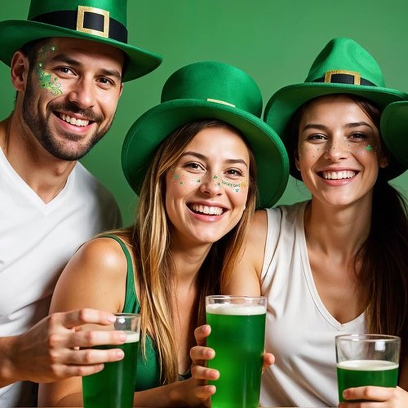 EMOME St Patrick Day Accessories, St Patrick's Day Glitter Shamrock Face Tattoo with Green Face Gems and Faux Freckles, Saint Patrick's Day Makeup Art Decorations Gift for Women