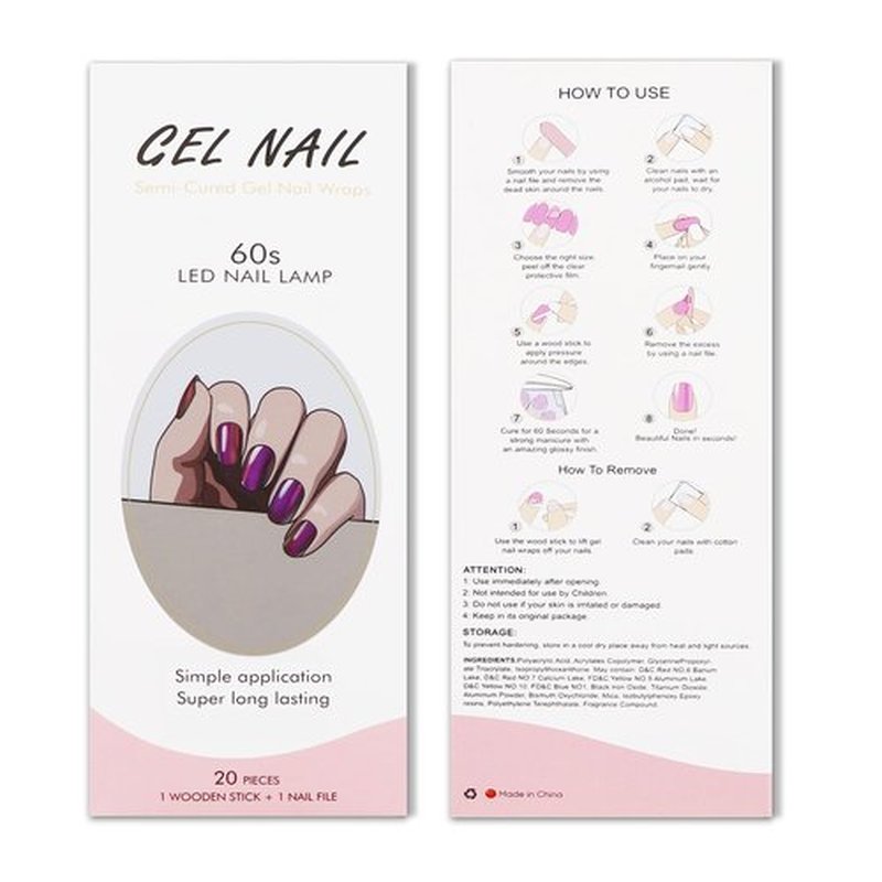 JMEOWIO Gel Nail Stickers Purple Laser Semi Cured Gel Nail Strips Wraps UV/LED Nails Art Design Decoration Accessories