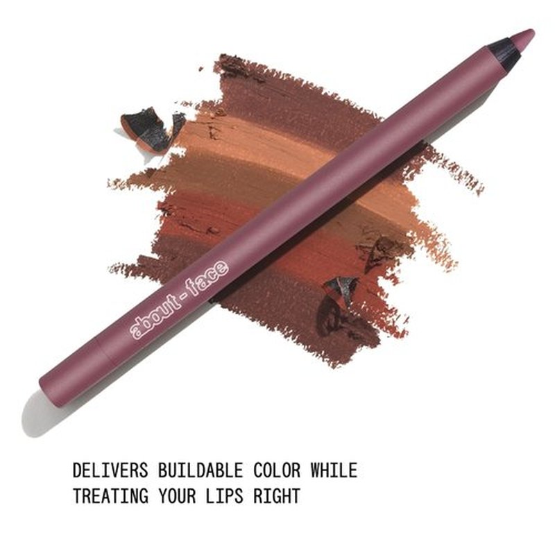 About-Face Matte Fix Lip Pencil - Long-Wear Creamy Matte Lip Liner with Hyaluronic Acid & Vitamins - 0.042 oz (Rosewood)