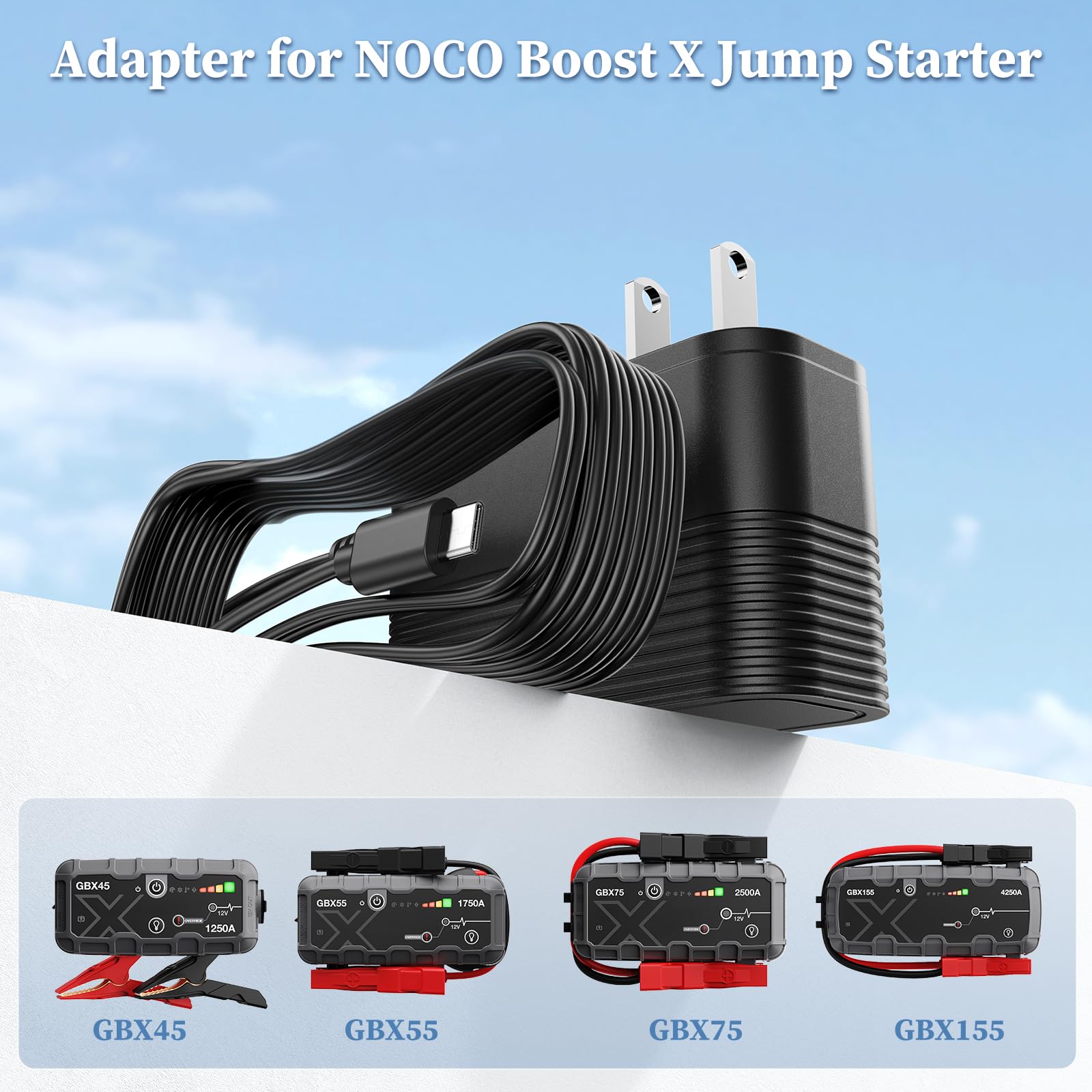 Charger for NOCO Boost X GBX155 GBX75 GBX55 GBX45 Sport Battery Jump Starter Power Cord for NOCO Boost Jump Starter Power Supply Jump Starter Box Charging Cable