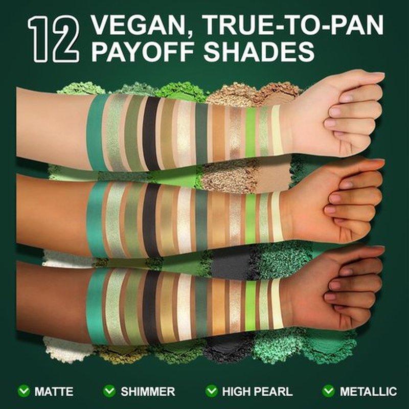 DE'LANCI Olive Green Eyeshadow Palette Multichrome, Ultra Pigmented Chrome Brown Green Eye Shadow for Green Eyes Makeup, Matte Shimmer Dark Lime Emerald Eyeshadow Pallet for St. Patrick's Day Makeup