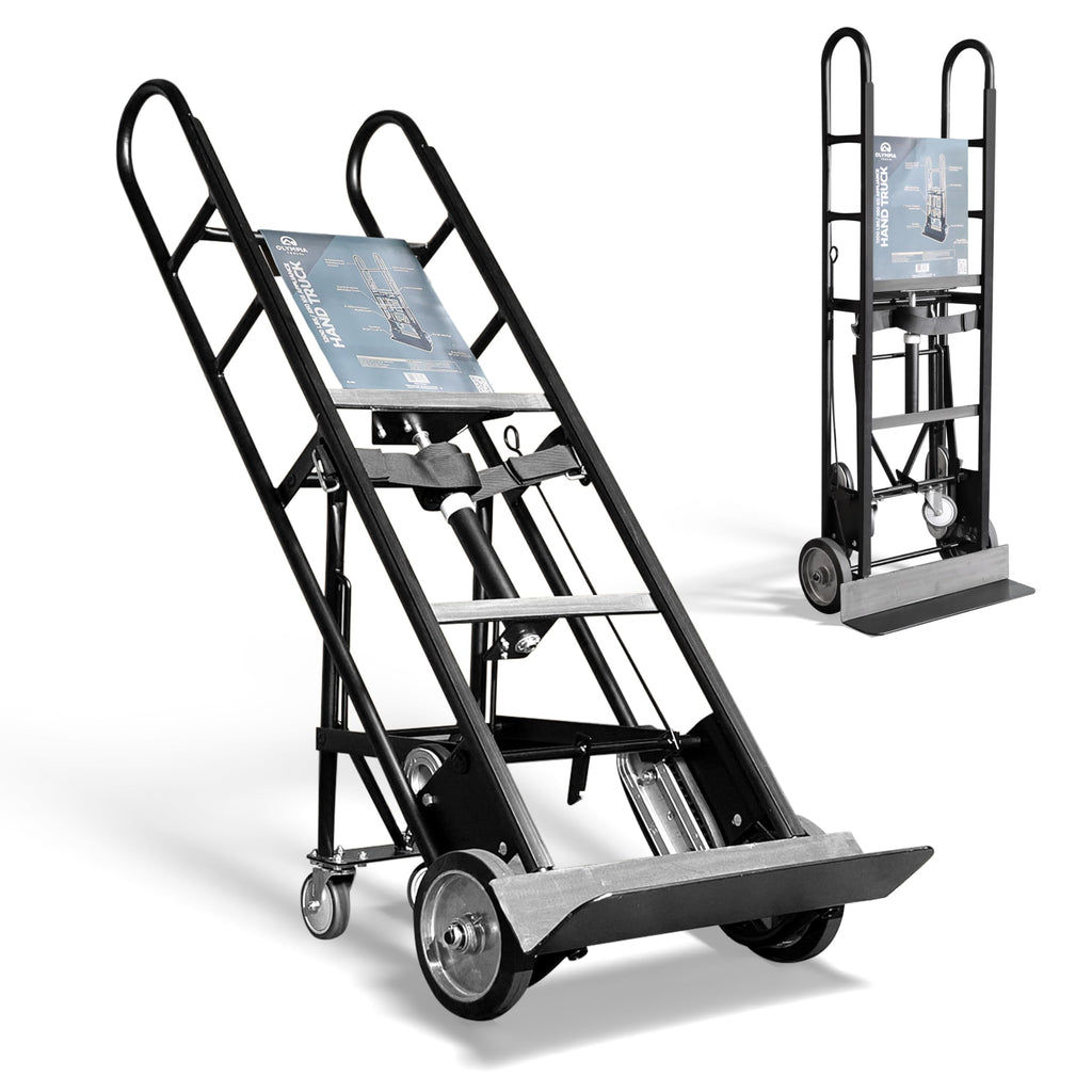 Olympia Tools Appliance Hand Truck, Heavy-Duty Furniture Dolly with Auto-Recoil Straps and Wheels for Moving Large Appliances, 1200 Lb Capacity, Black
