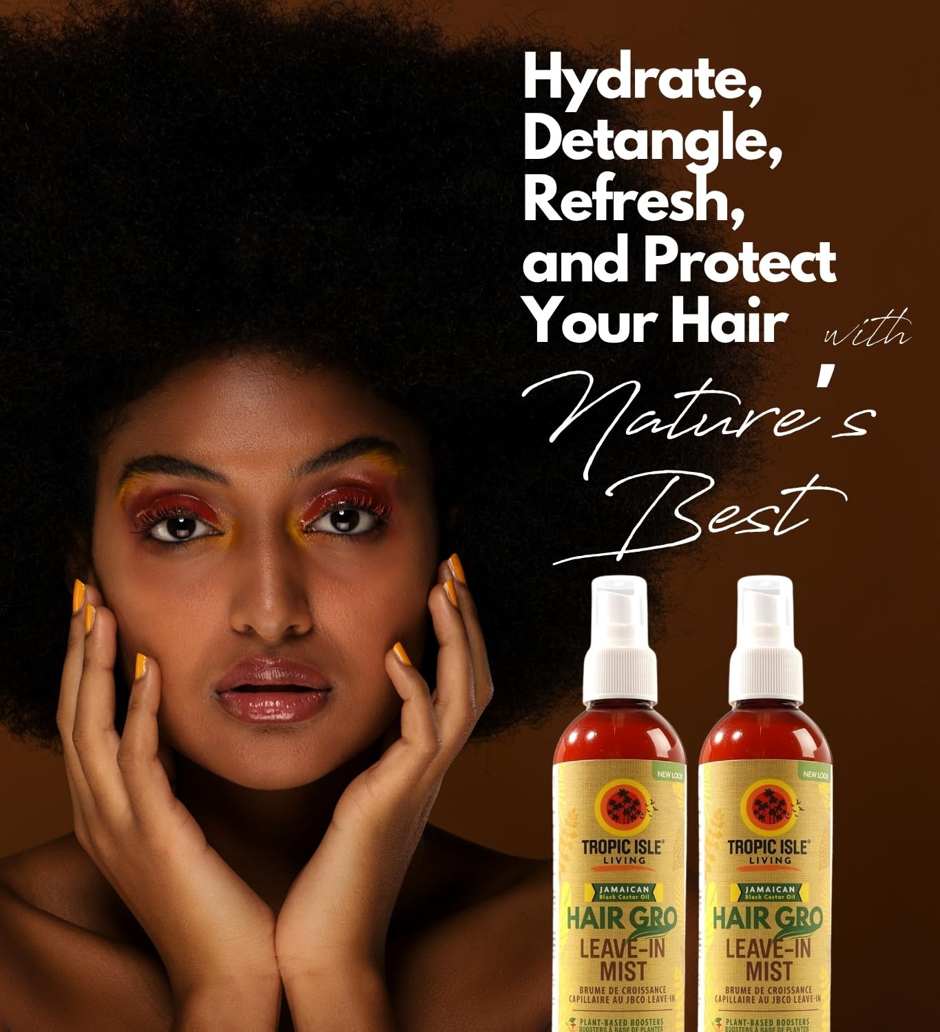 Tropic Isle Living Leave In Conditioner For Black Women – 2x Hair Gro Leave-In Mist 8oz Bundle with Rose Water, Aloe Vera & Shea Oil – Detangling, Moisturizing, and Strengthening – Gift Set (2 Items)