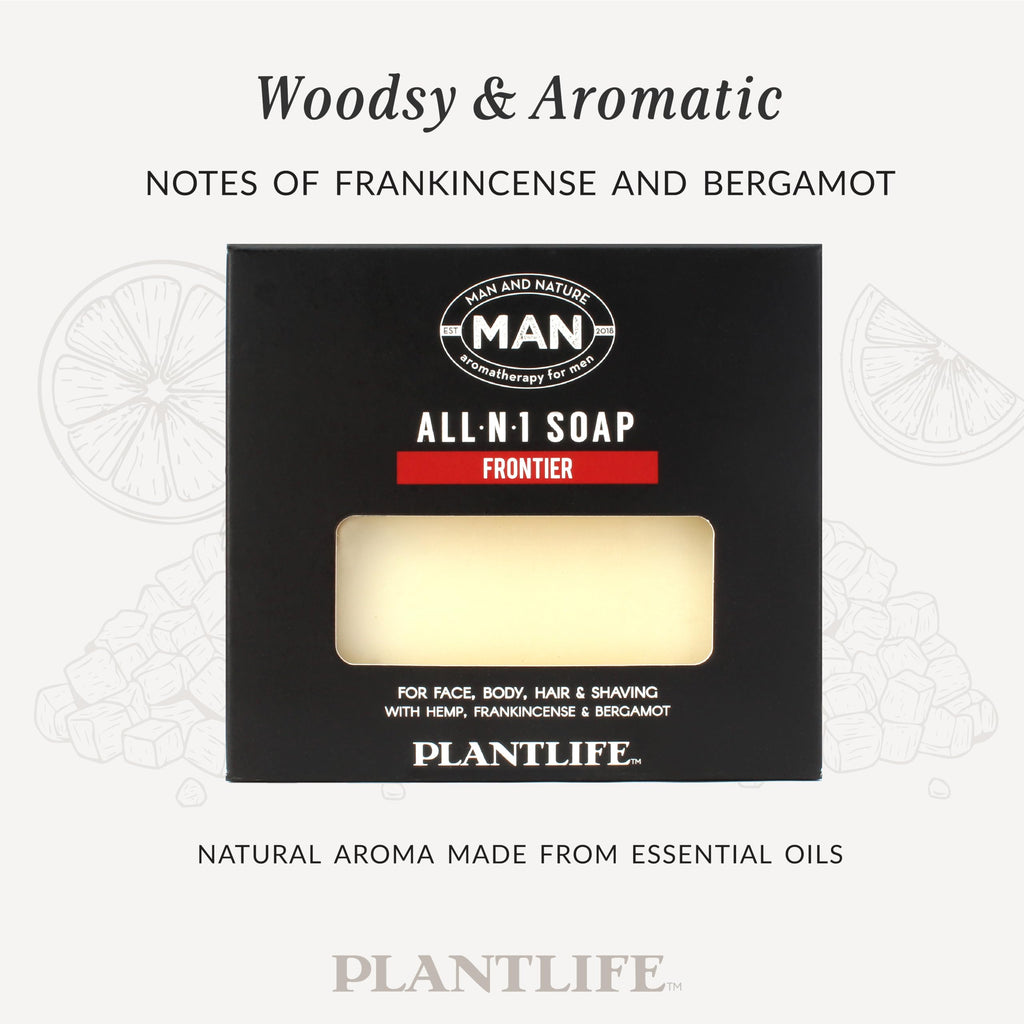 Plantlife Man and Nature All-N-1 Pack of 3 Bar Soap - Moisturizing and Soothing Soap for Your Skin - Hand Crafted Using Plant-Based Ingredients - Made in California 4.5oz Bar