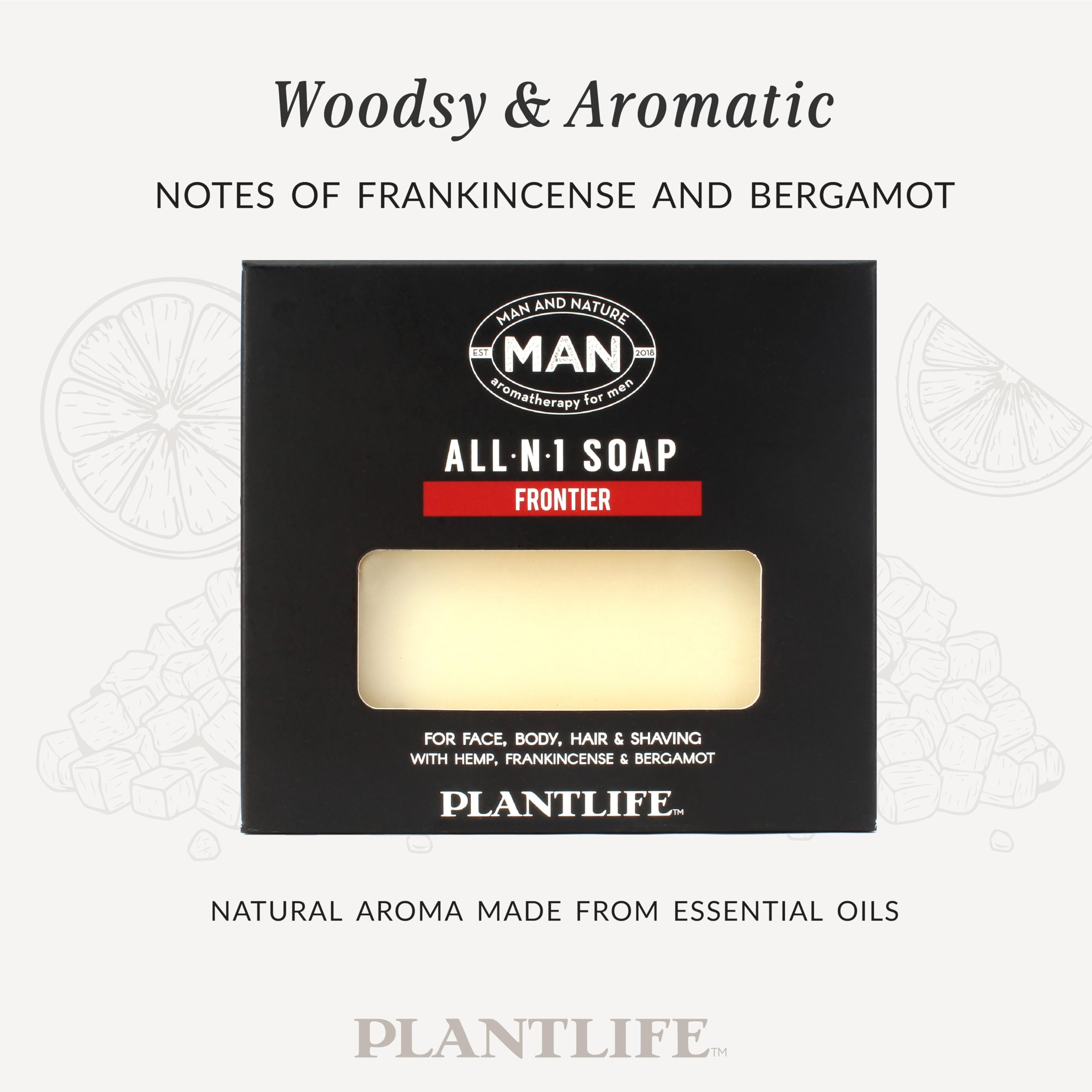 Plantlife Man and Nature All-N-1 Pack of 3 Bar Soap - Moisturizing and Soothing Soap for Your Skin - Hand Crafted Using Plant-Based Ingredients - Made in California 4.5oz Bar