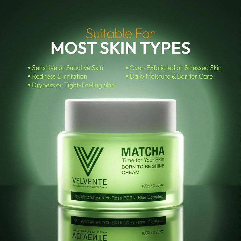 VELVENTE Matcha Hydrating Facial Moisturizer, Rose PDRN All-in-One Skin Face Cream for Redness, Dark Spot, Acne-Prone Skin, Brightening, Anti-Aging, Barrier Support Cream, Korean Skincare 3.53 oz
