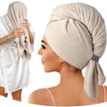 Umisleep Microfiber Hair Towel - Super Absorbent Wrap for Long Curly Hair | 41" x 22" - Camel Color