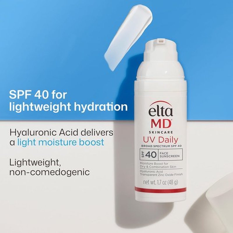EltaMD UV Daily Face Sunscreen - Transparent Zinc Oxide & Hyaluronic Acid, Moisturizes & Protects Skin