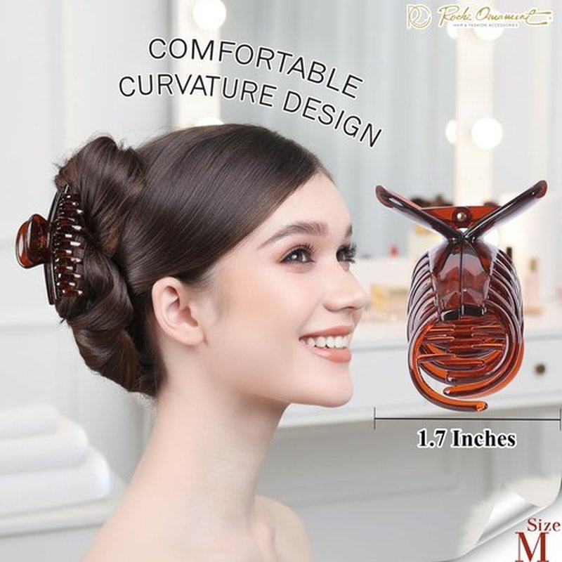 RC ROCHE 6 Pcs Double Claw Hair Clip Tooth Claw Clip Grip Tooth Jaw Clamps Thin Fine Hair Strong Hold No Slip Undo Clutchers for Women, Medium Brown
