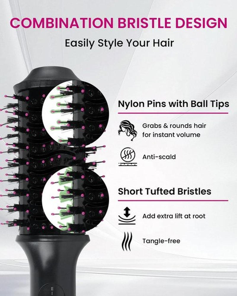Hair Dryer Brush Blow Dryer 4-in-1 Hot Air Styler, Blowout Brush Hair Dryer Styler & Volumizer with Ionic Technology|Oval Titanium Barrel|Anti-frizz Blowout for Drying, Straightening 2.4''